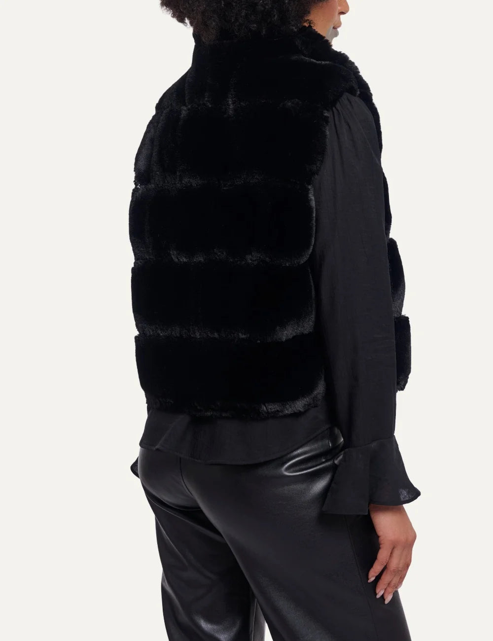 Rino &amp; Pelle women's black faux fur sleeveless waistcoat back