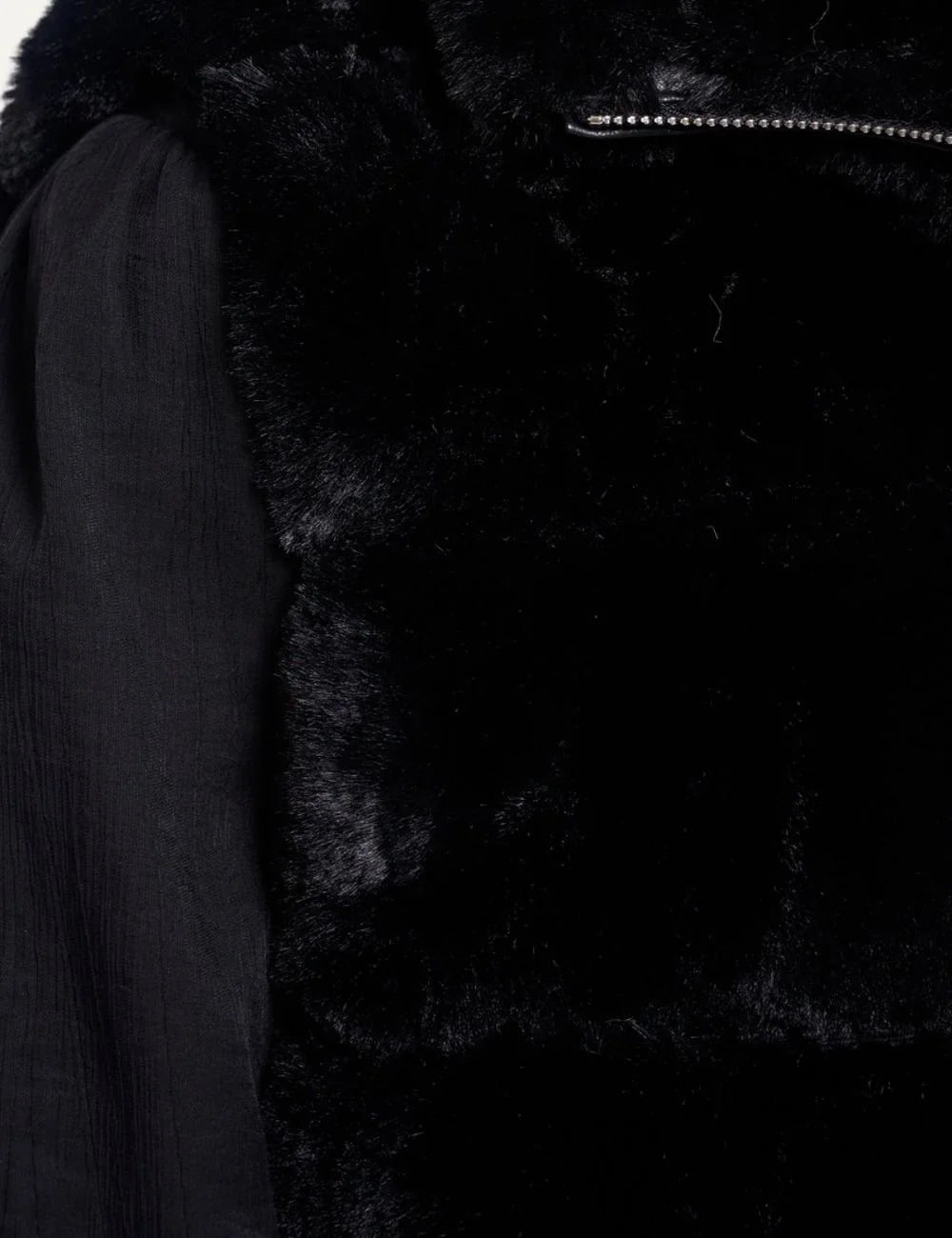 Rino &amp; Pelle women's black faux fur sleeveless waistcoat detail