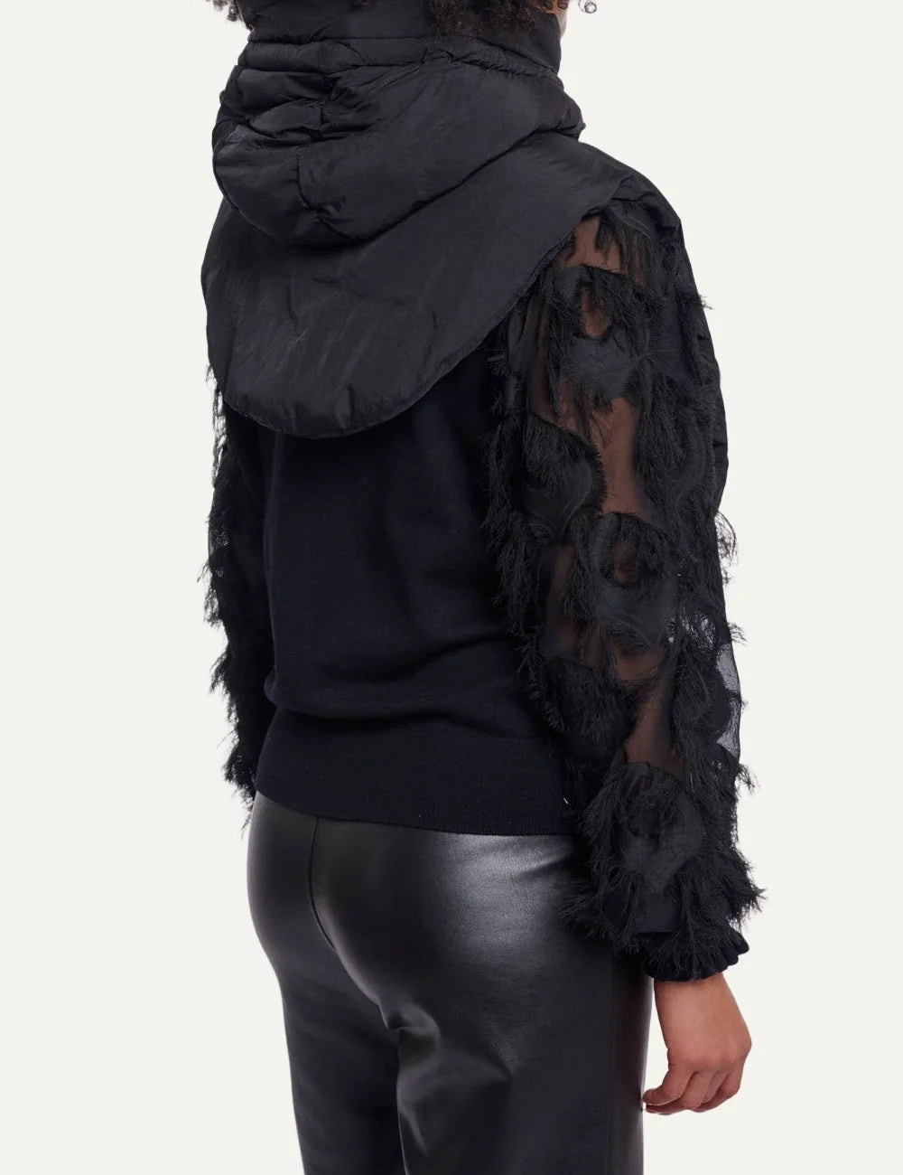Rino &amp; Pelle women's black padded hooded collar back
