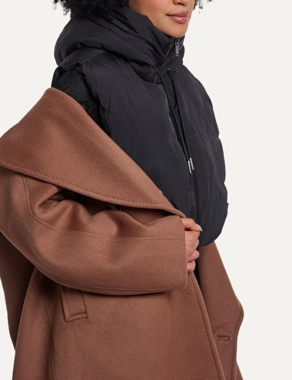 Rino &amp; Pelle women's black padded hooded collar side