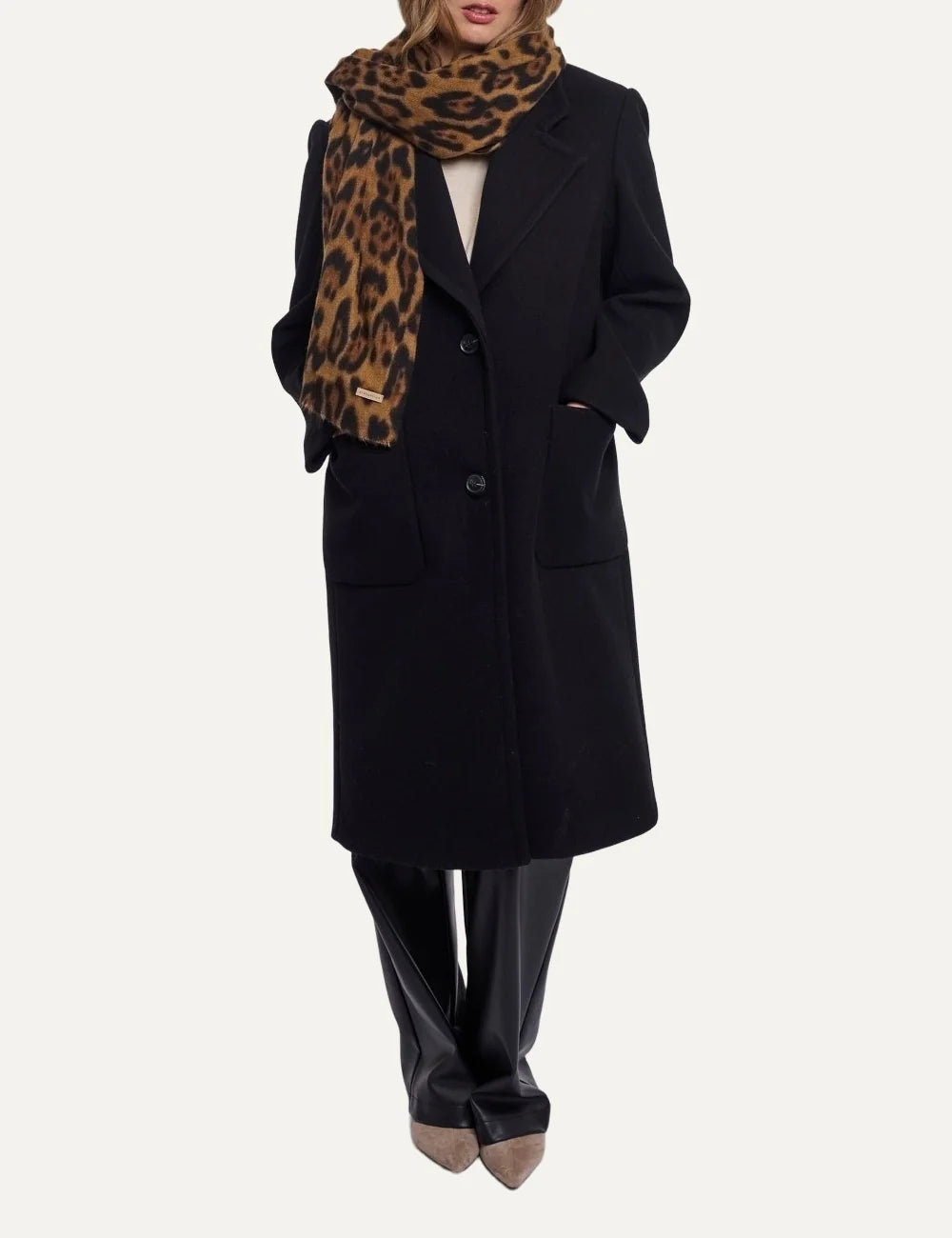 Rino &amp; Pelle women's brown and black leopard print scarf full body