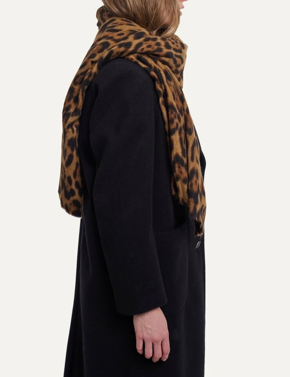 Rino &amp; Pelle women's brown and black leopard print scarf side