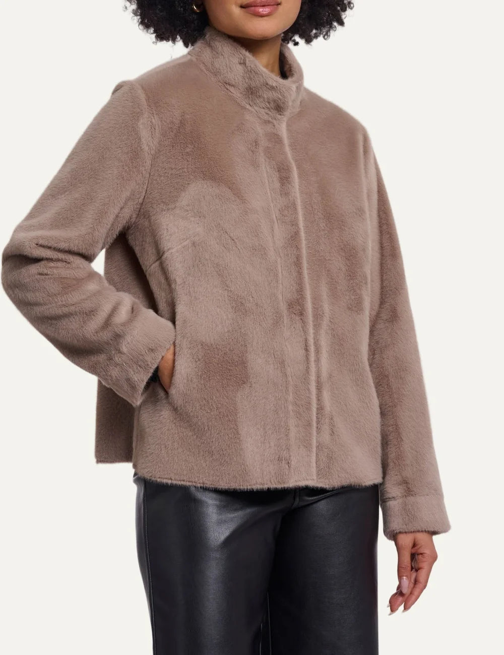 Rino &amp; Pelle women's brown faux fur jacket with high collar