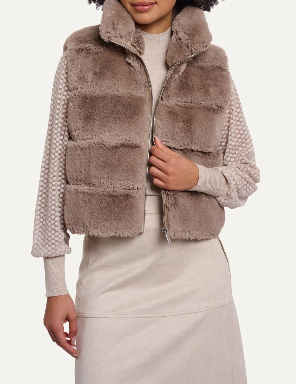 Rino &amp; Pelle women's brown faux fur sleeveless waistcoat