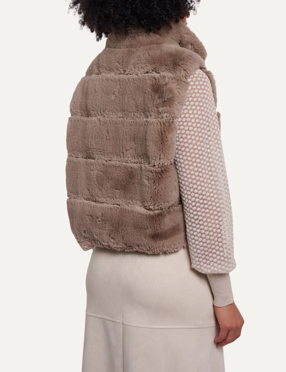 Rino &amp; Pelle women's brown faux fur sleeveless waistcoat back