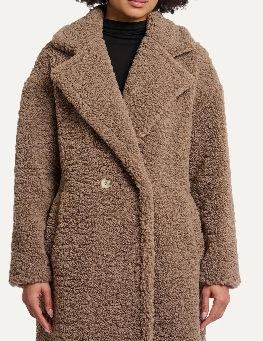 Rino &amp; Pelle women's brown long teddy coat with lapel collar