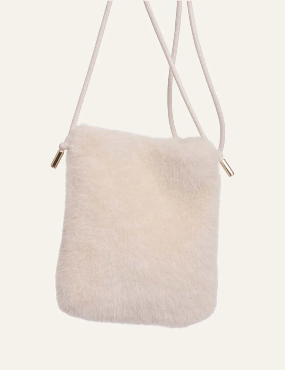 Rino &amp; Pelle women's ecru faux fur crossbody bag