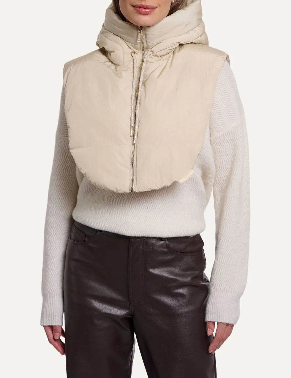 Rino &amp; Pelle women's ecru padded hooded collar model