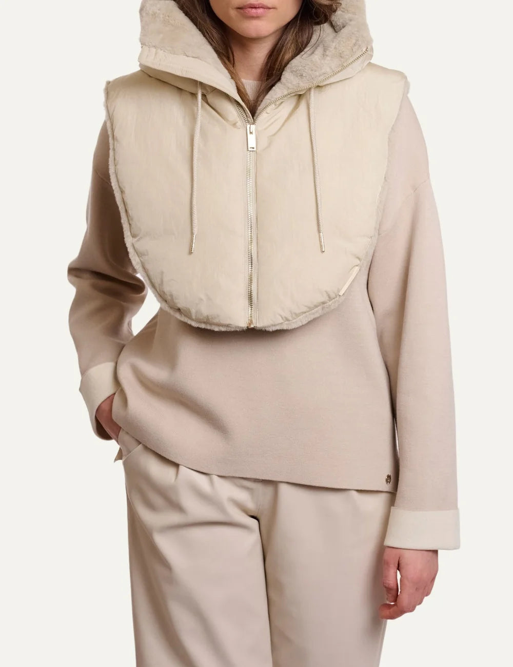 Rino &amp; Pelle women's ecru padded hooded collar