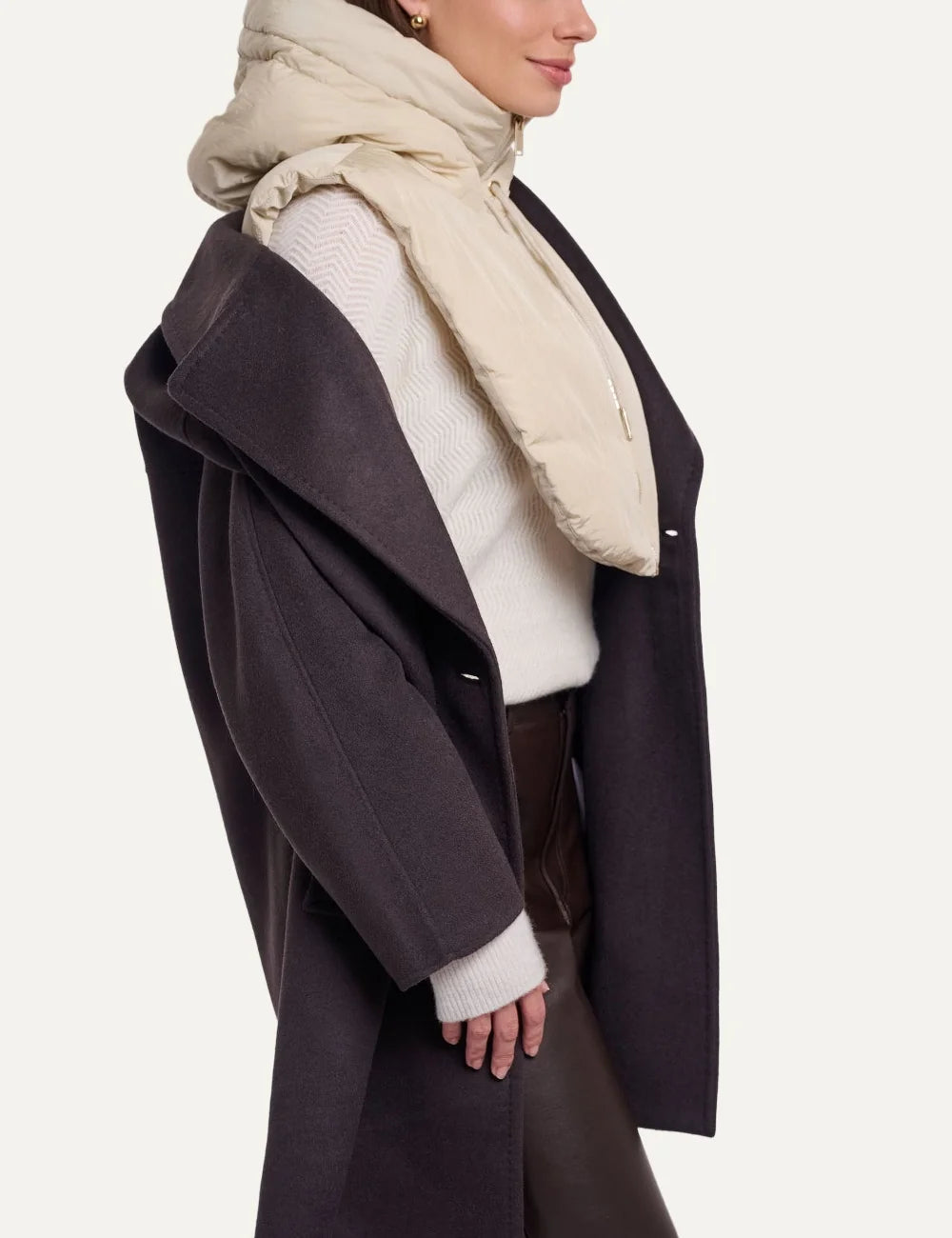 Rino &amp; Pelle women's ecru padded hooded collar side