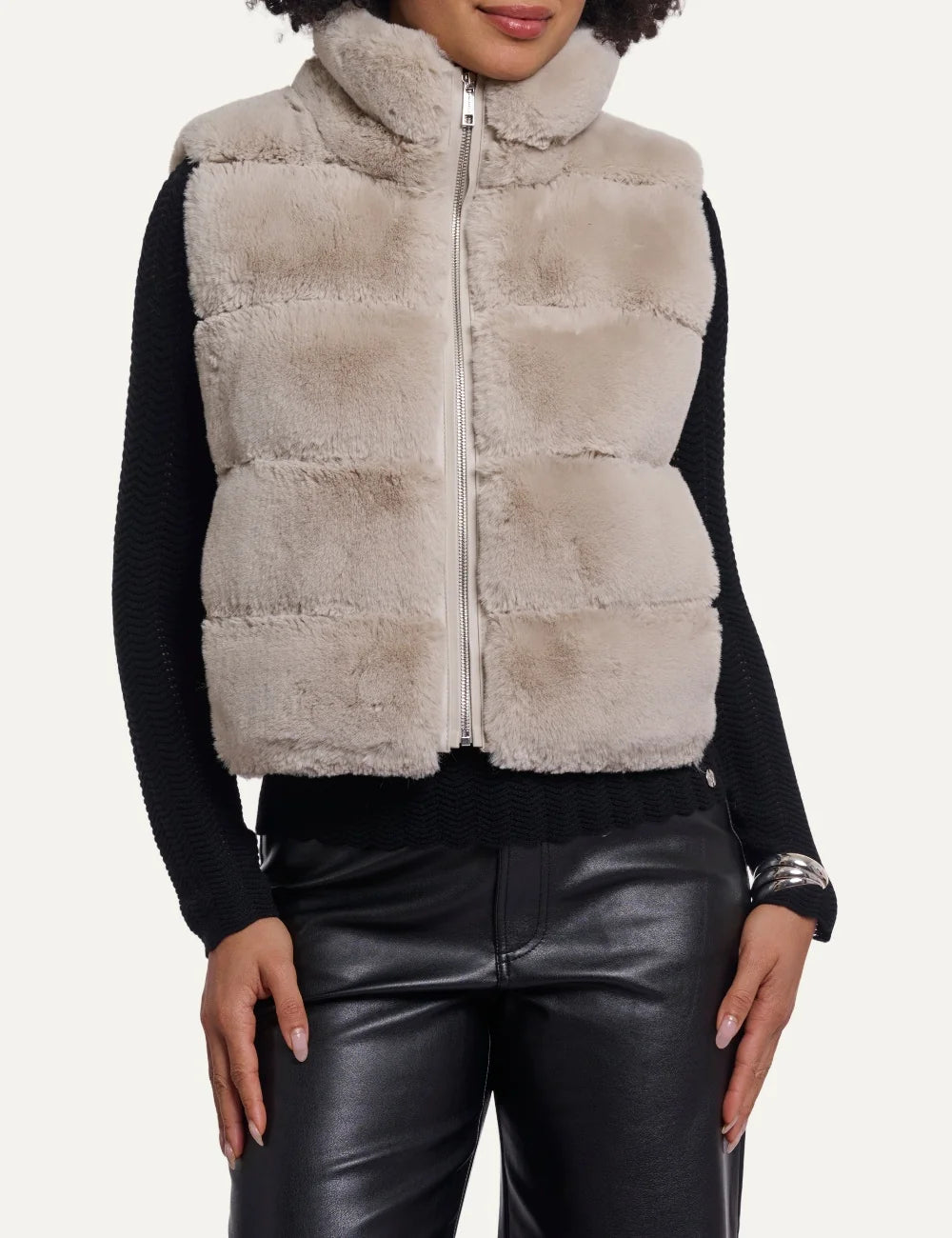 Rino &amp; Pelle women's ivory faux fur sleeveless waistcoat