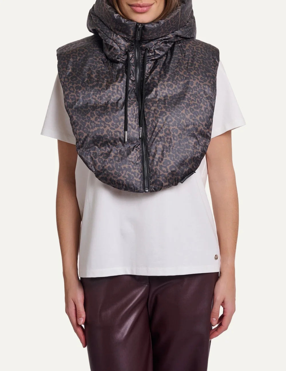 Rino &amp; Pelle women's leopard print padded hooded collar