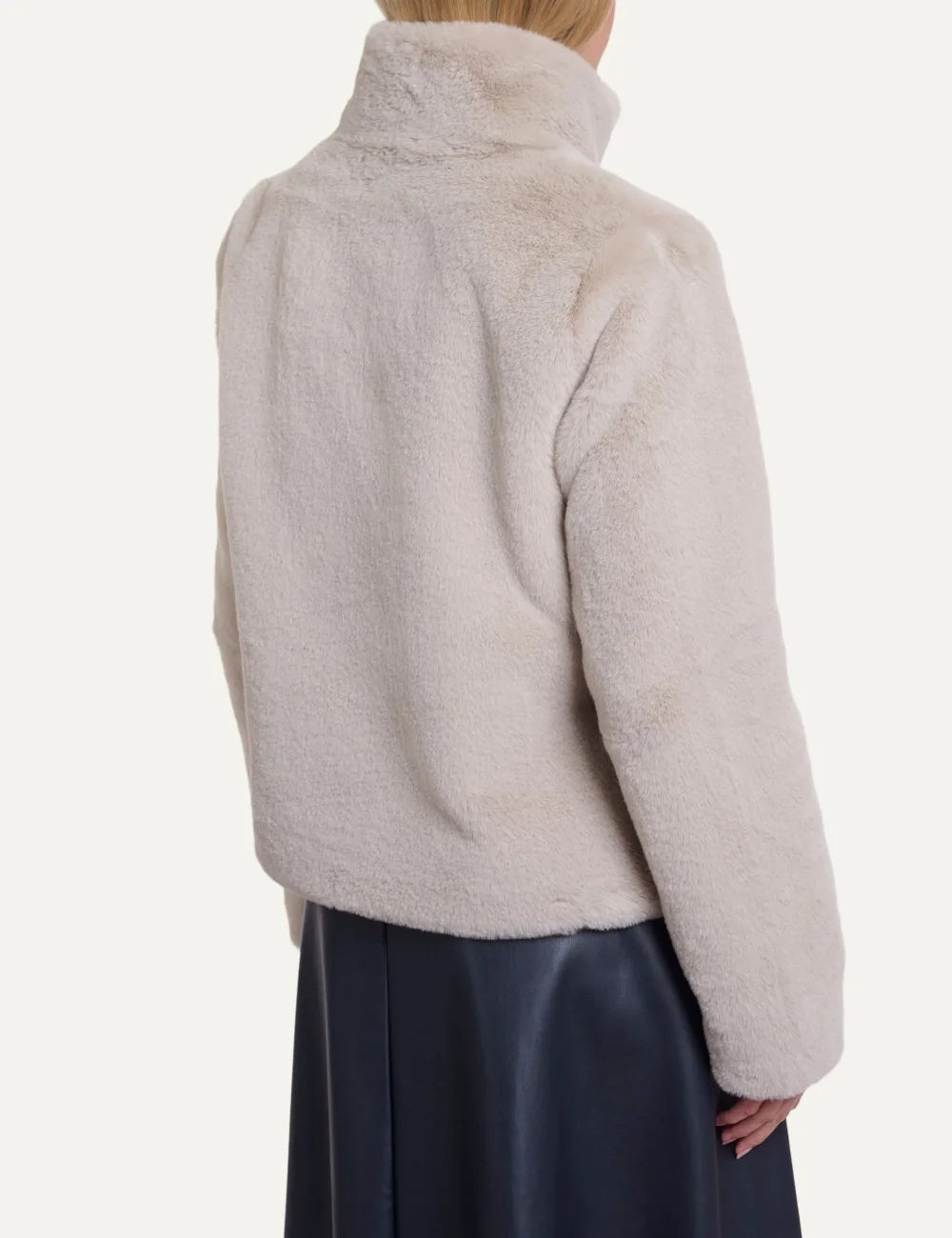 Rino &amp; Pelle women's off-white faux fur jacket with high collar back