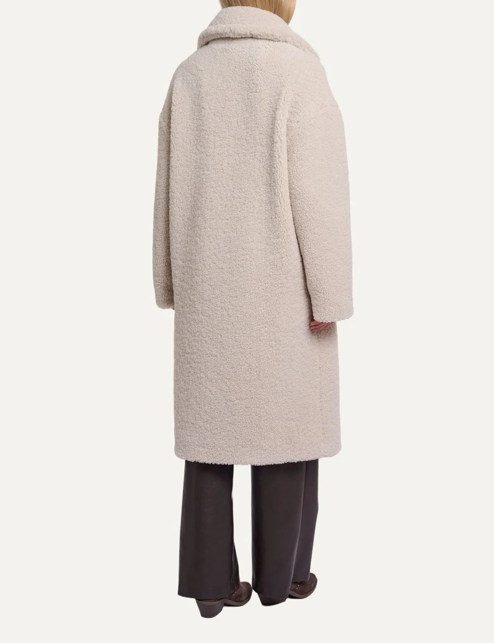 Rino &amp; Pelle women's off-white long teddy coat with lapel collar back