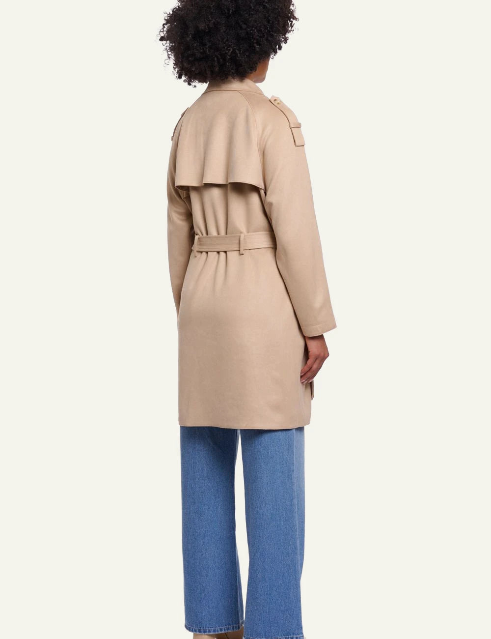 rinopelle elsje trench coat belted beige back view