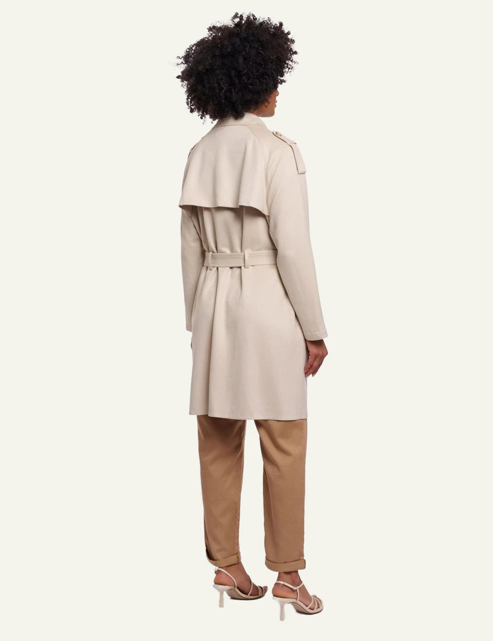 rinopelle elsje trench coat belted cream back view