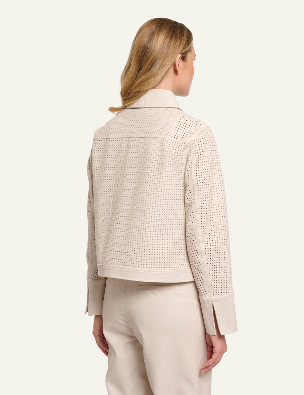 rinopelle nandi perforated jacket birch front model view