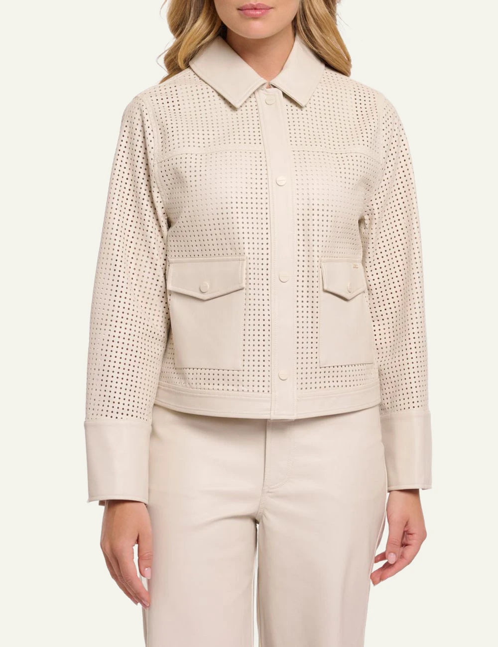 rinopelle nandi perforated jacket birch front model view
