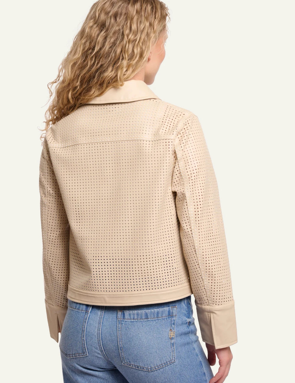 rinopelle nandi perforated jacket oat front model back view