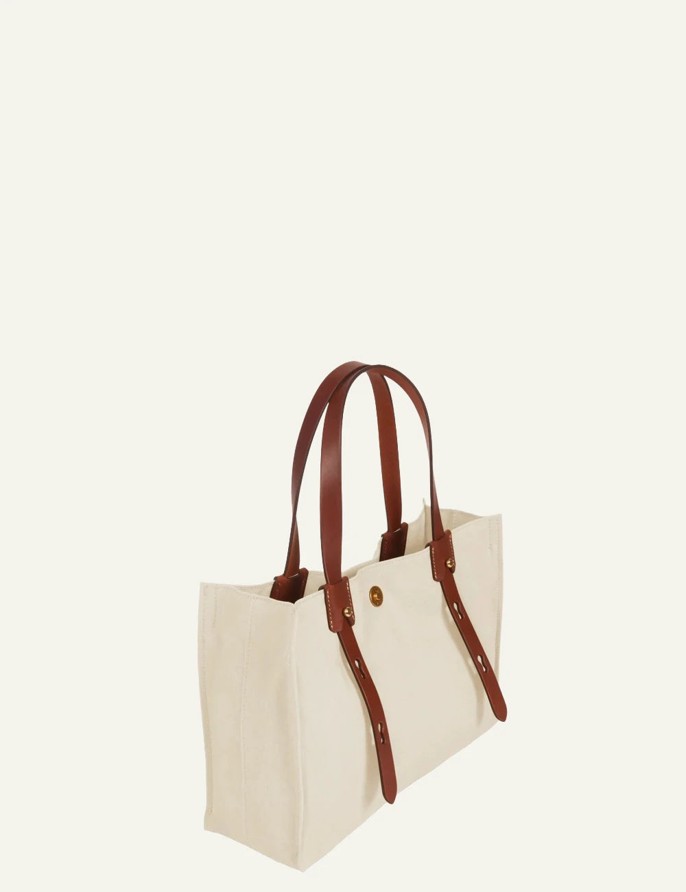 Roberta Pieri angora mini tote bag brown leather handles side view