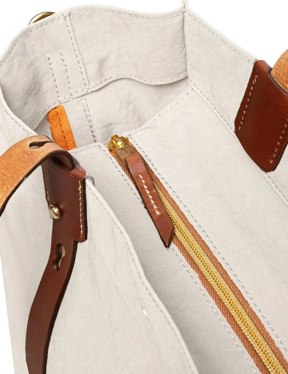 Roberta Pieri angora tote bag brown leather handles zip view