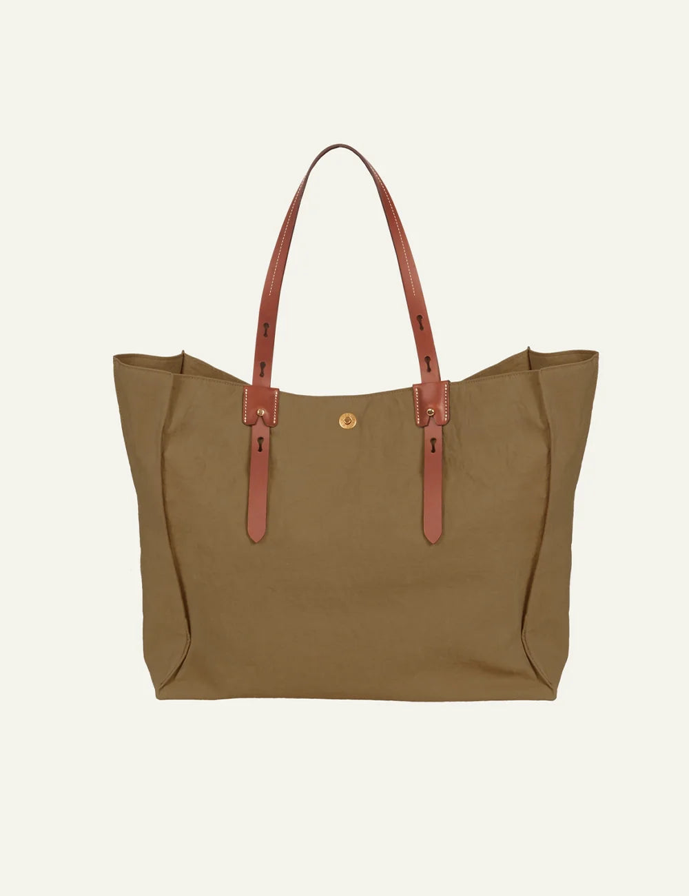 Roberta Pieri olive large tote bag brown leather handles front view