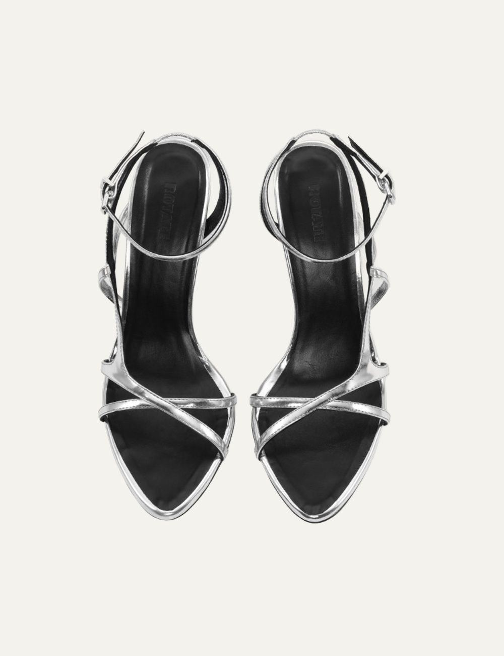 Γυναικεία ROTATE Rhinestone Sandal Black top view με λεπτά straps και rhinestones