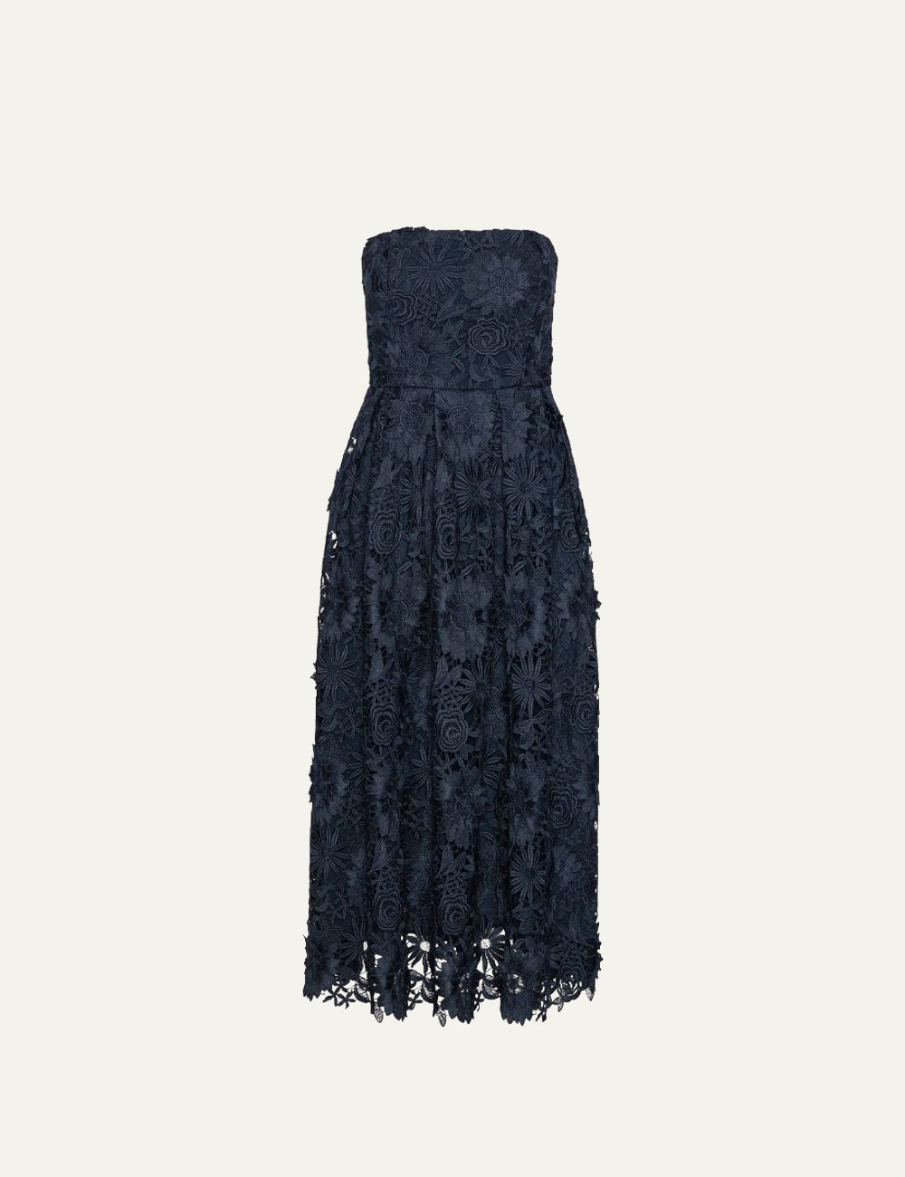Γυναικείο ROTATE 3D Lace Flared Midi Dress Dark Blue product front view