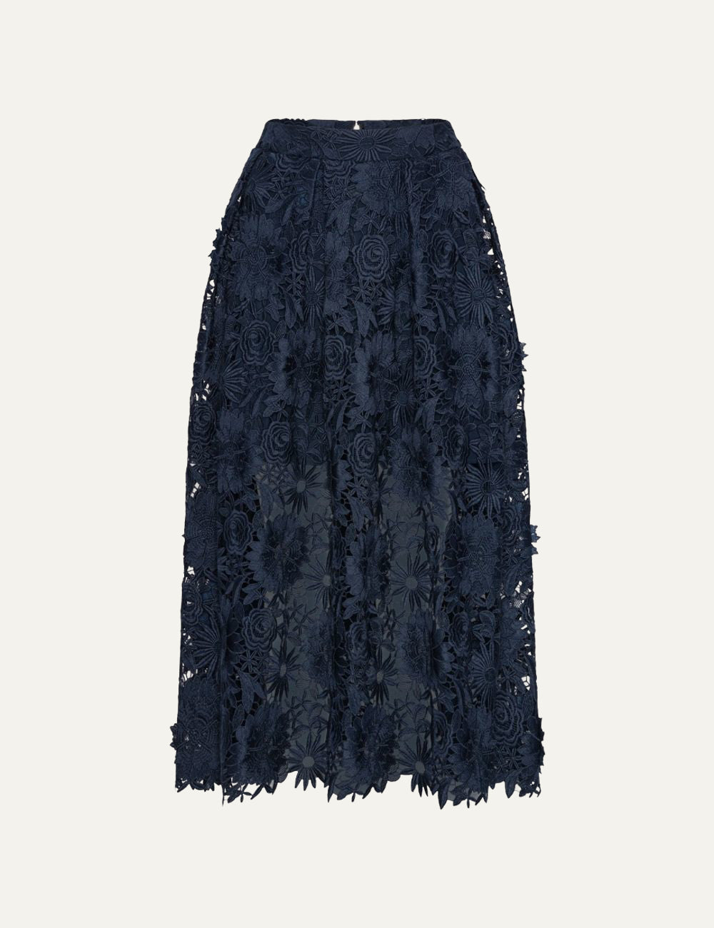 Γυναικεία ROTATE 3D Lace Midi Skirt Dark Blue μπροστινή όψη προϊόν