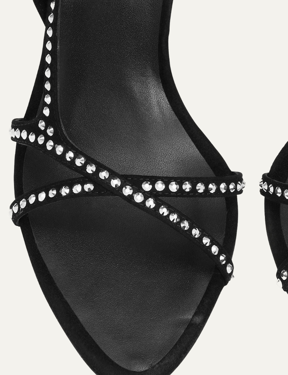 Γυναικεία ROTATE Rhinestone Sandal Black detail με calf leather και sparkling rhinestones