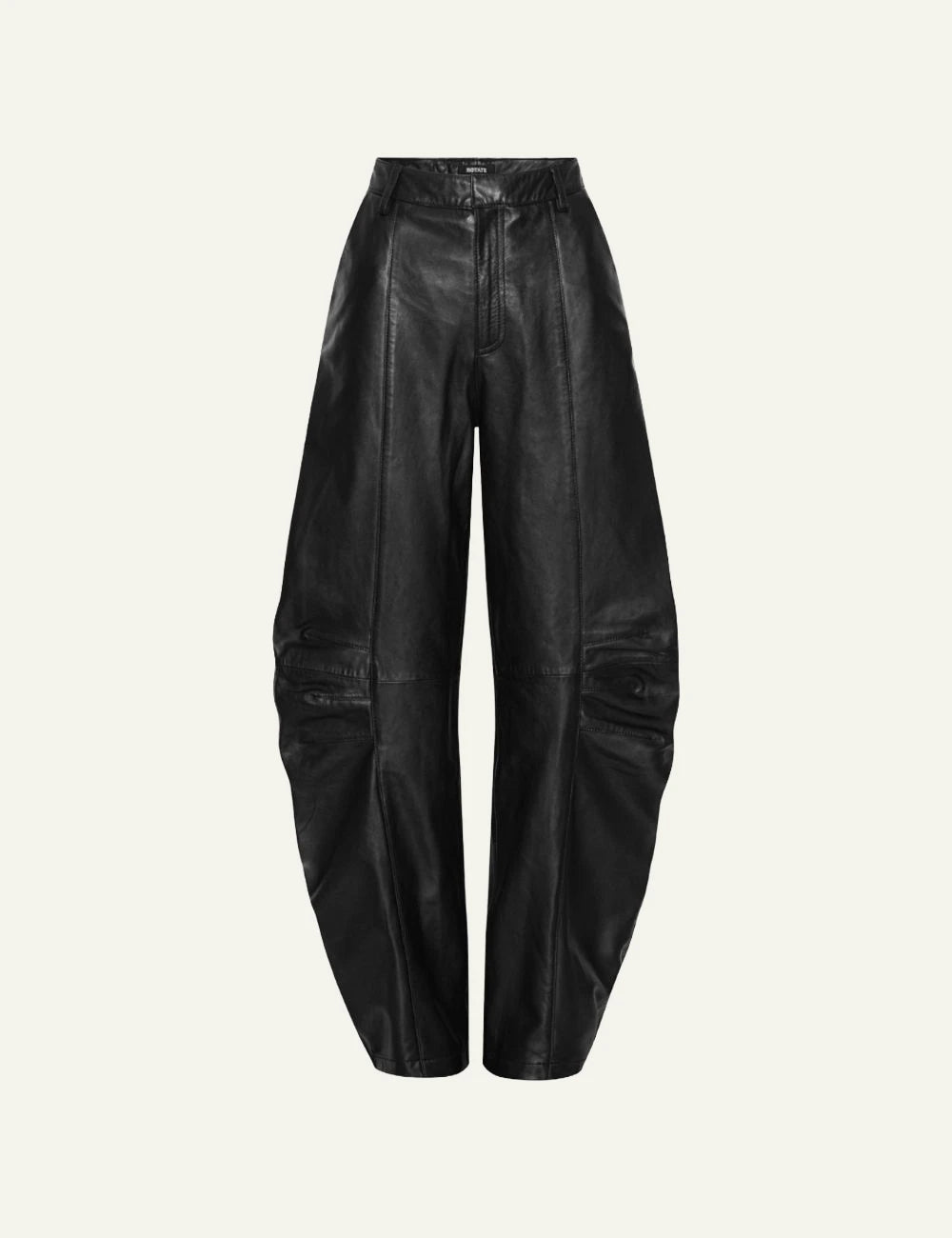 Rotate black leather cargo pants with sculpted wide leg design product view
