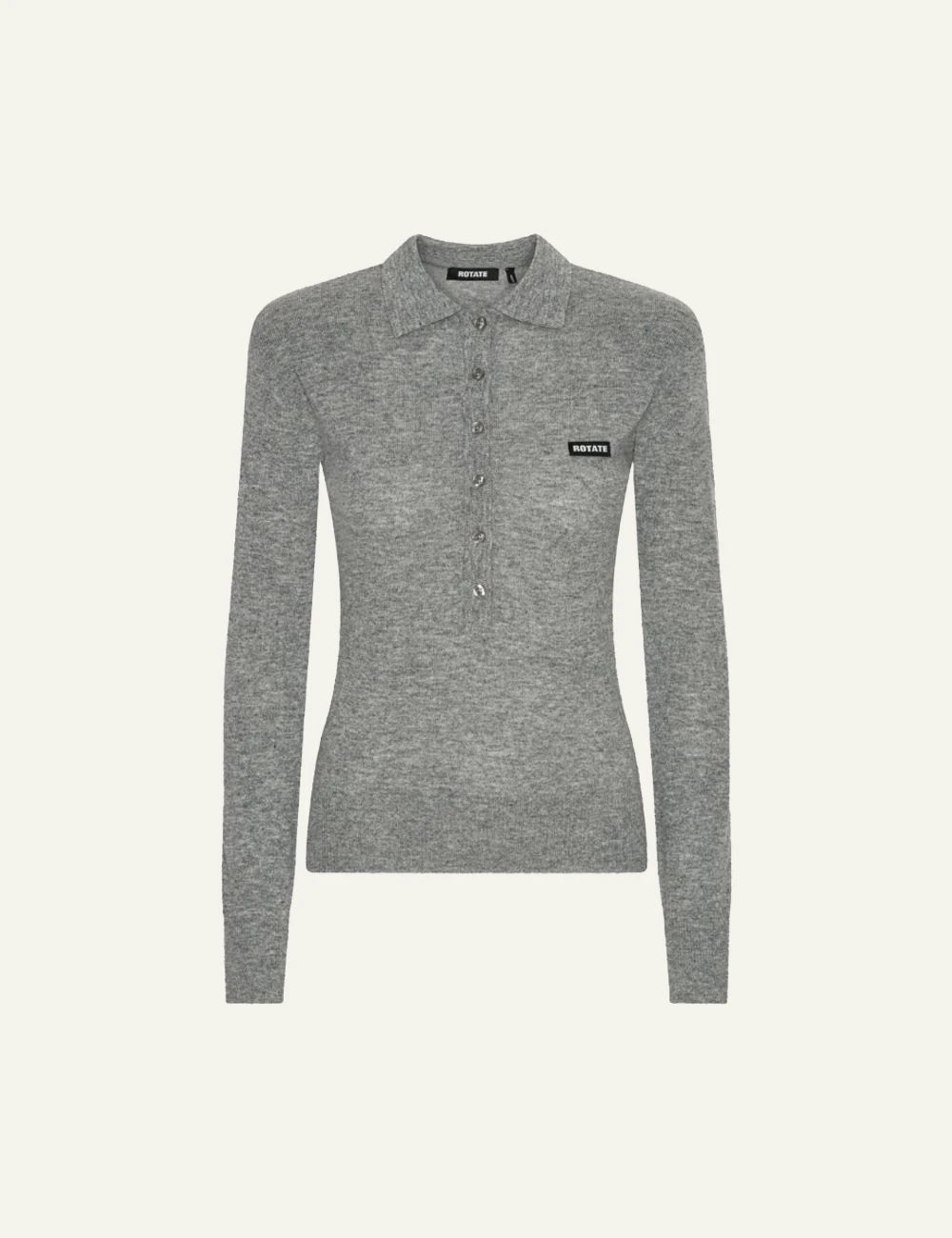 Rotate wool long sleeve polo grey melange product view