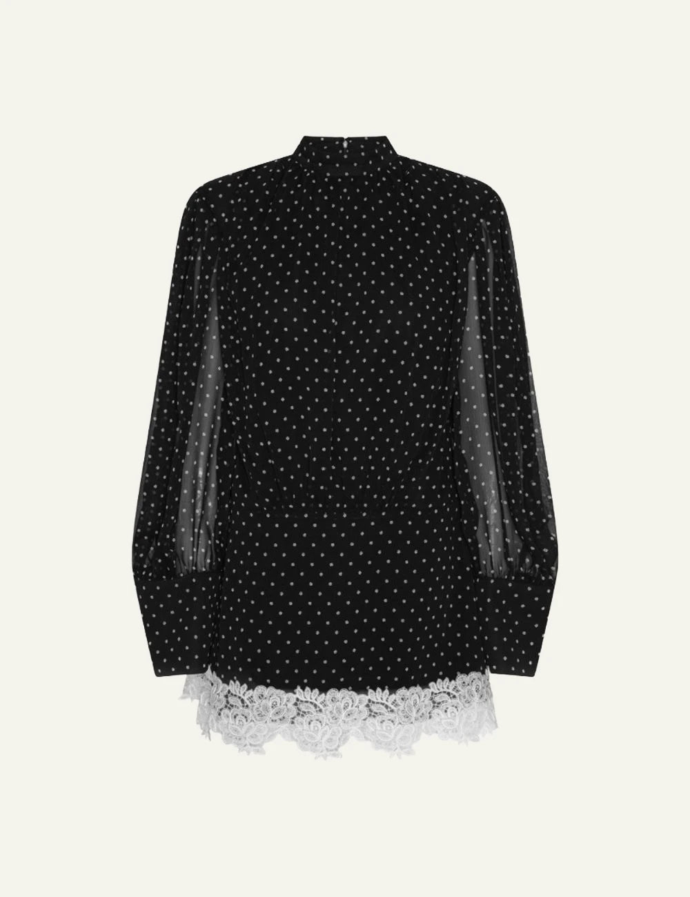 Rotate black polka dot mini dress with lace hem product view