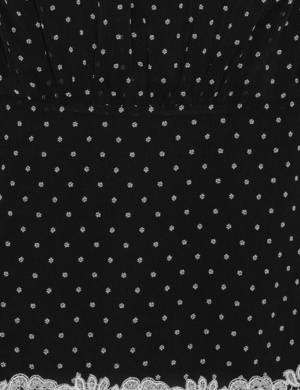 Rotate black polka dot mini dress with lace hem fabric view