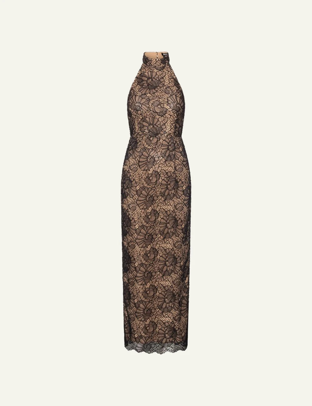 Rotate Lace Halterneck Dress black me floral lace pattern front view