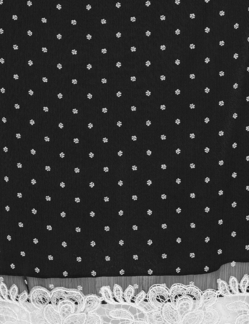 Rotate black floral pencil skirt with white lace hem fabric view