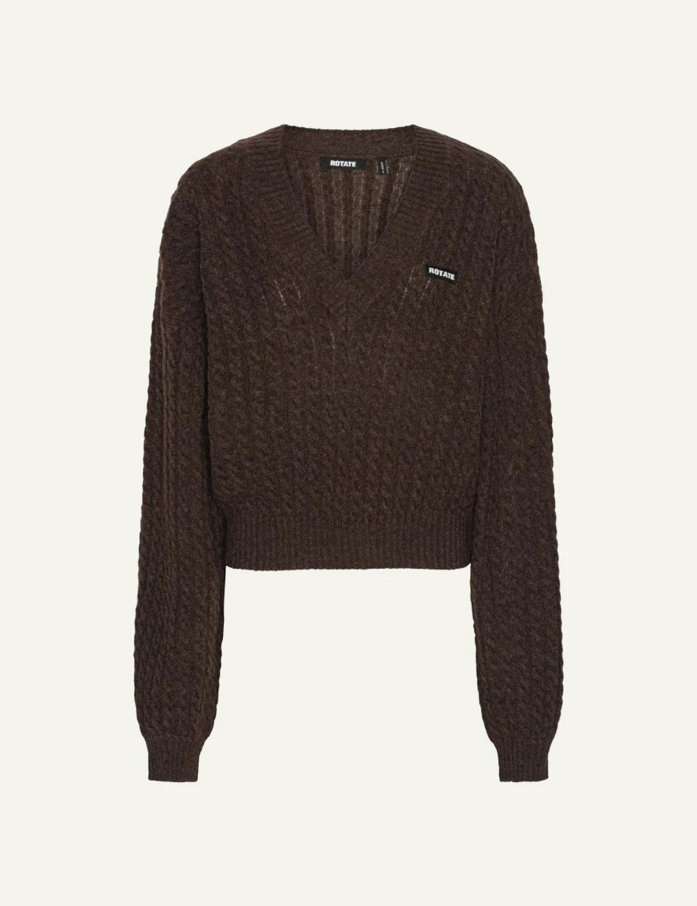 Rotate cable knit sweater dark brown product  view