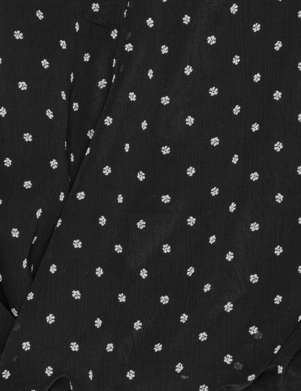 Rotate black floral ruched blouse with sheer sleeves fabric view