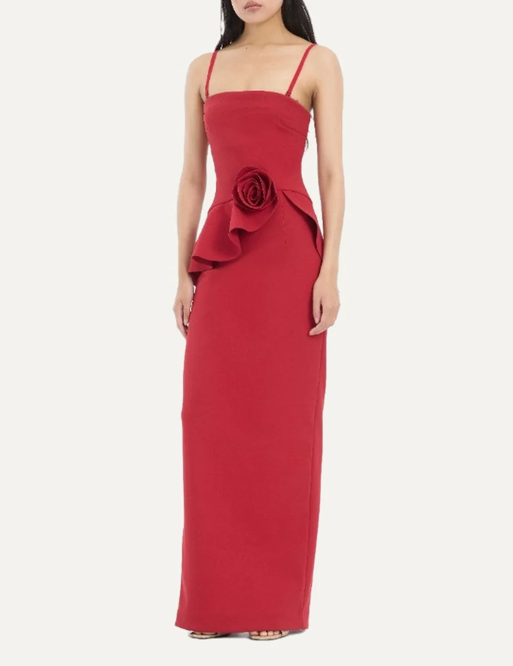 ROTATE LONG FLOWER STRAOLESS DRESS