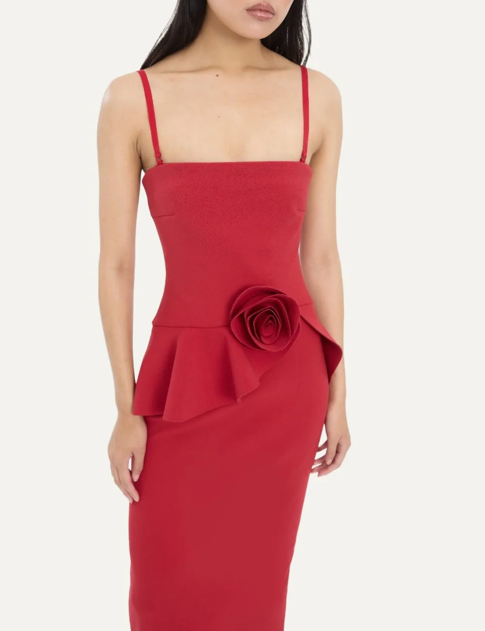 ROTATE LONG FLOWER STRAOLESS DRESS