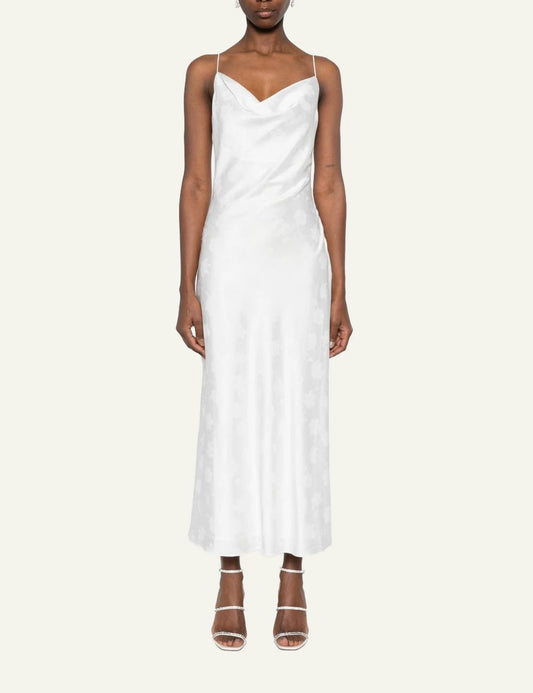 Rotate cowl neck midi dress white full body view