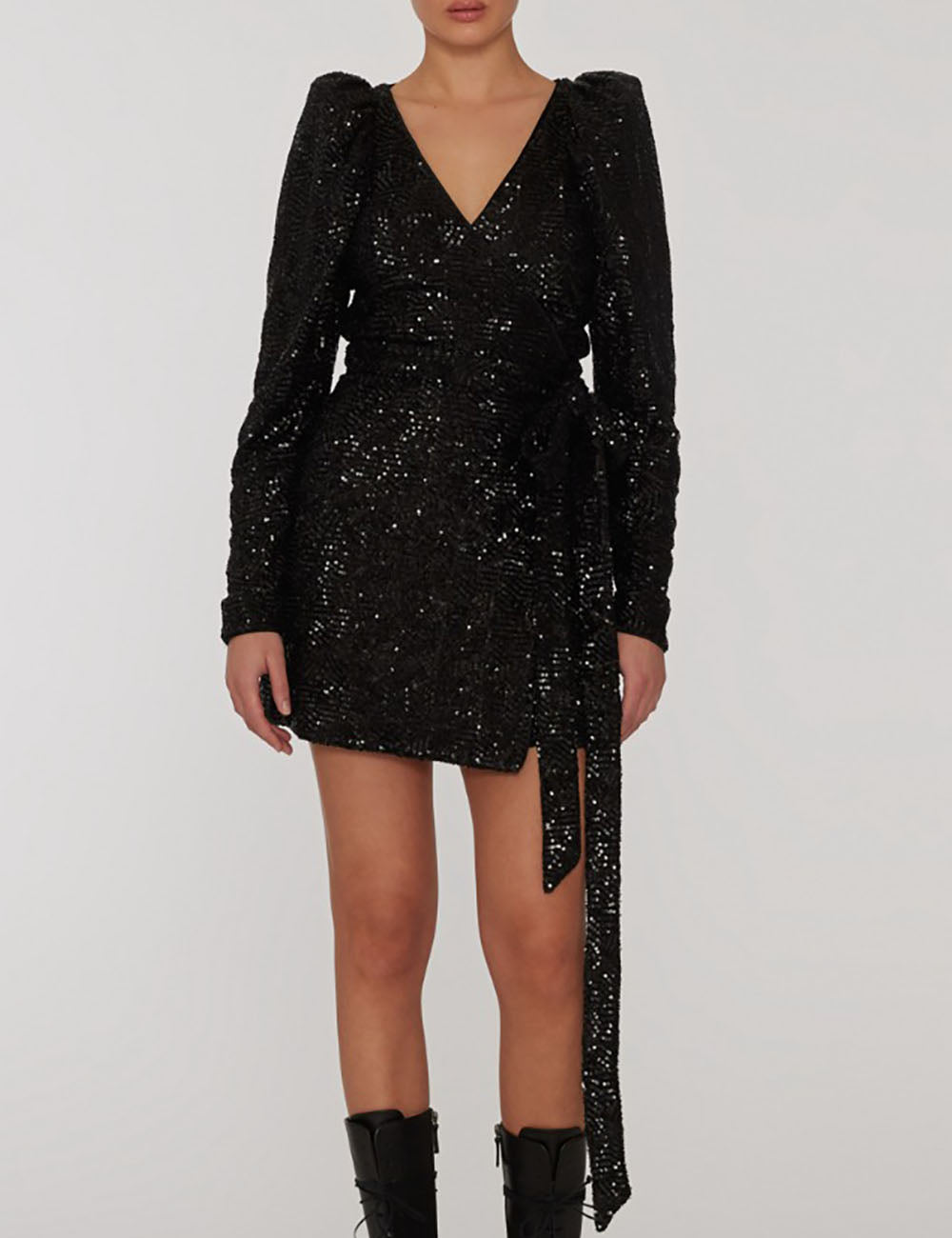 ROTATE SEQUINS MINI WRAP DRESS ROTATE