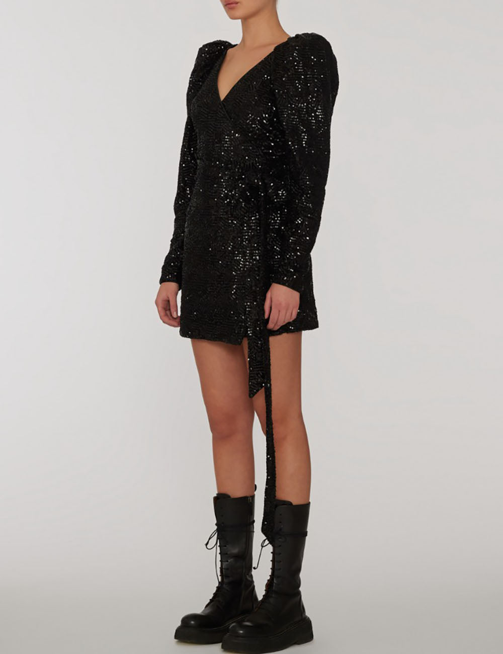 ROTATE SEQUINS MINI WRAP DRESS ROTATE