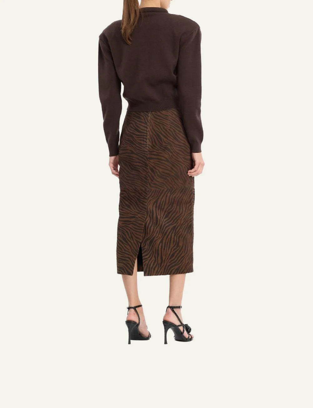 Rotate firm knit cardigan dark brown back view