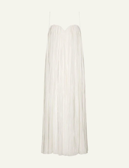 Rotate pleated midi strap dress white egret front flat view