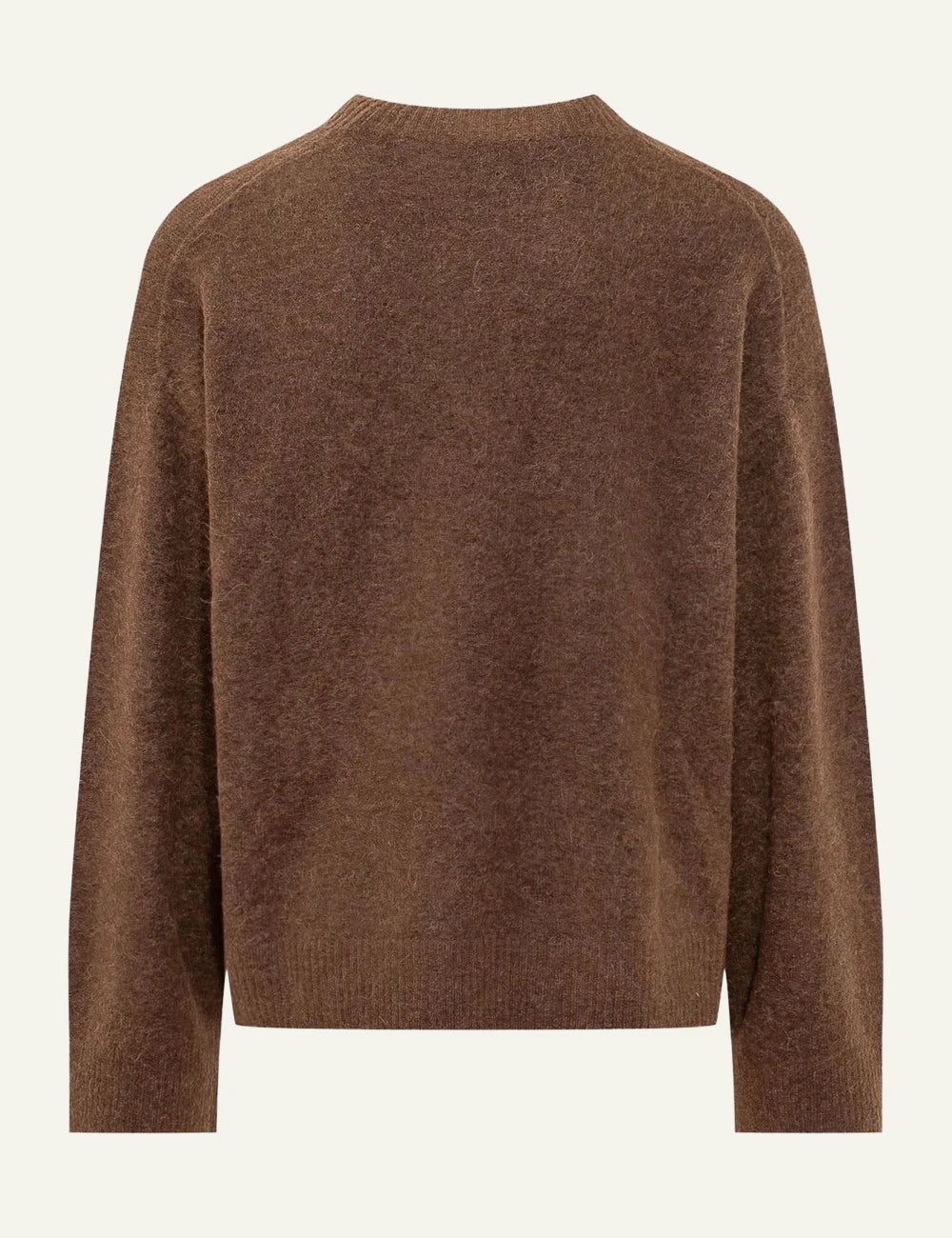 Rotate brown melange knit sweater logo detail back view