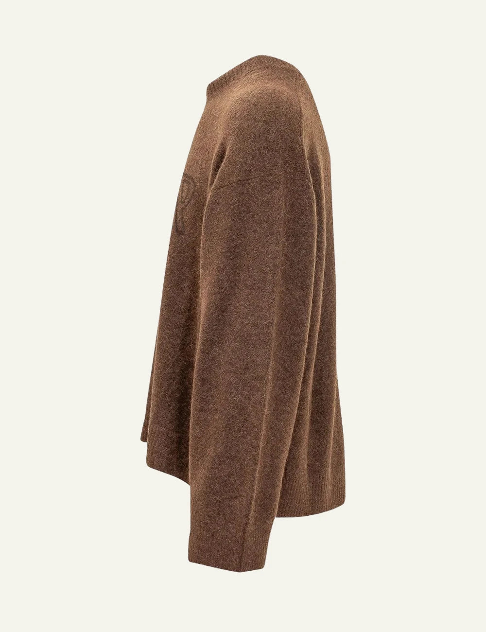 Rotate brown melange knit sweater logo detail side view