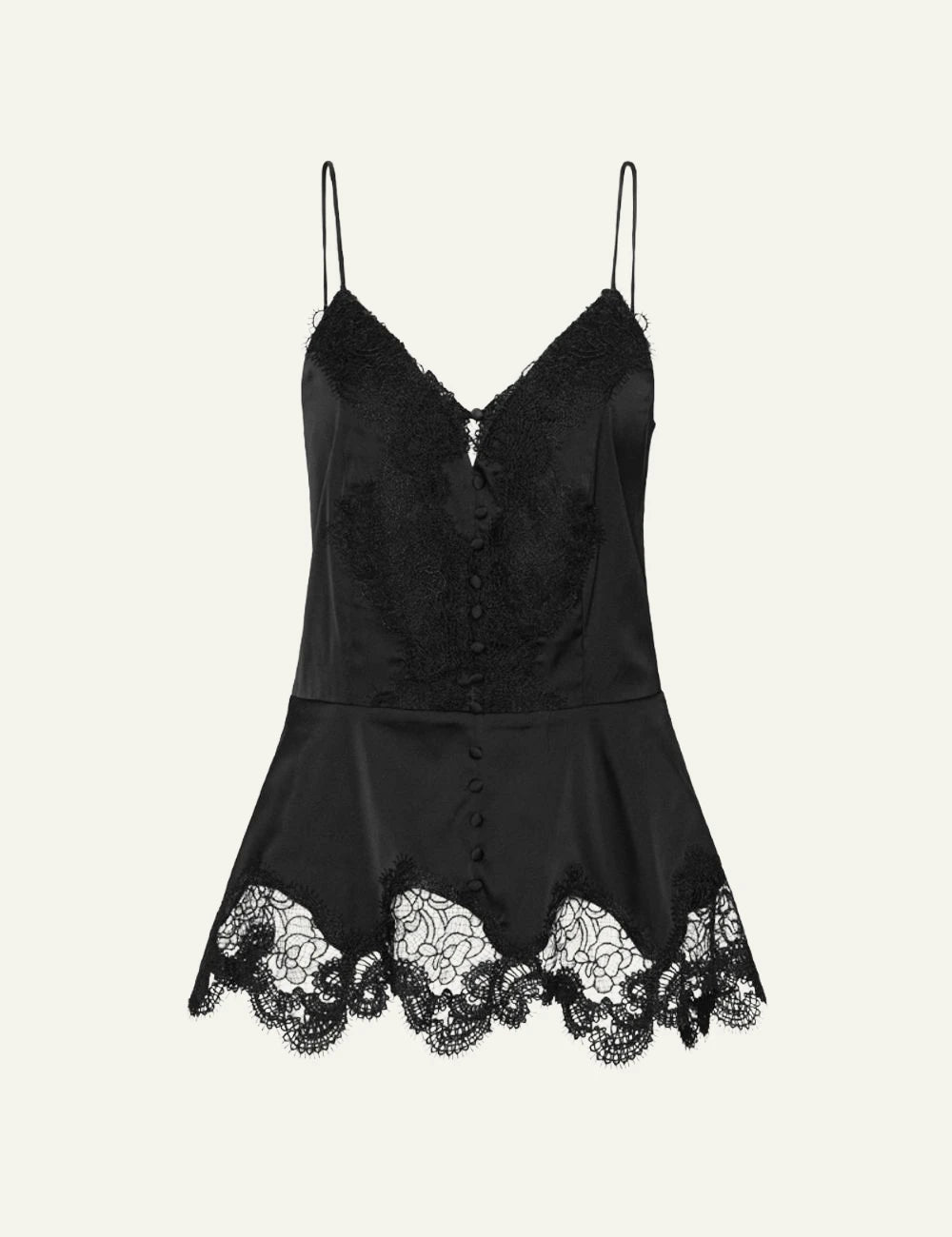Women's Rotate black camisole lace top with V-neck and lace trim