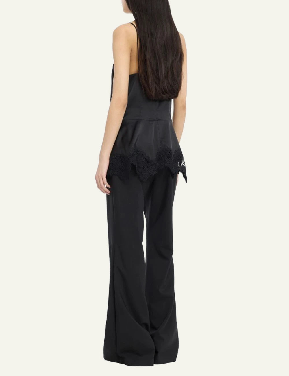 Women's Rotate black camisole lace top with V-neck and lace trim back