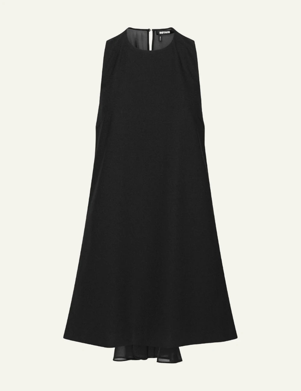 Women's Rotate black crepe A-line mini dress with open back and draped chiffon 